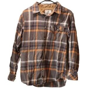 Legendary Whitetails Buck Camp Brown Orange Flannel Corduroy Cuffs Size Medium